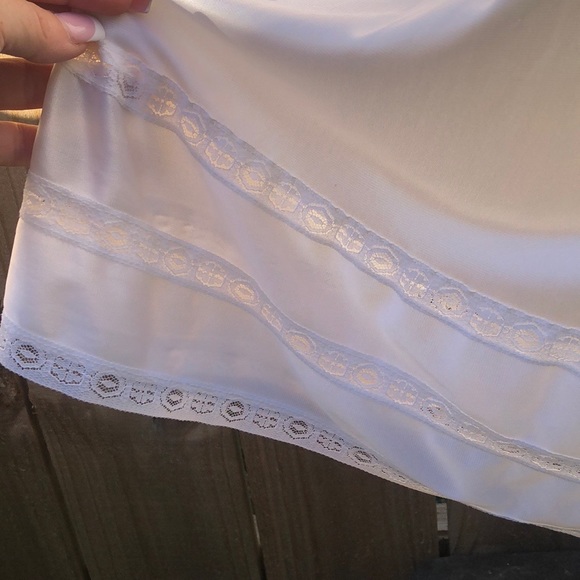 Vintage Nylon Long White Slip Dress - Picture 6 of 11